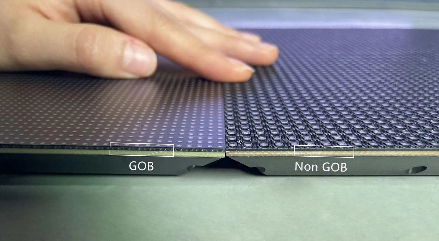 GOB coating on SMD LED module close-up